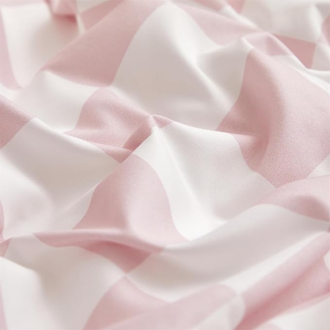KAREVER Pink Grid Comforter Full Pink Plaid Bedding Set Girls Pink White Checkered Bed Comforter Set Breathable Blanket Set Kids Durable Bedding Comforter Set