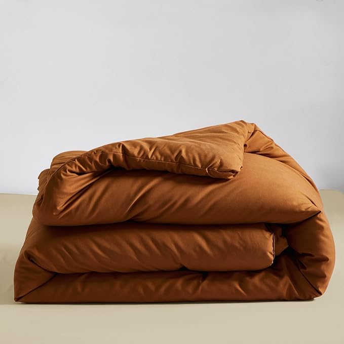 Cottonight Pumpkin Comforter Set King Rust Terracotta Bedding Set Burnt Orange Solid Pumpkin Brown Blanket Quilts Soft Breathable Rust Caramel Comforter Set for King Bed