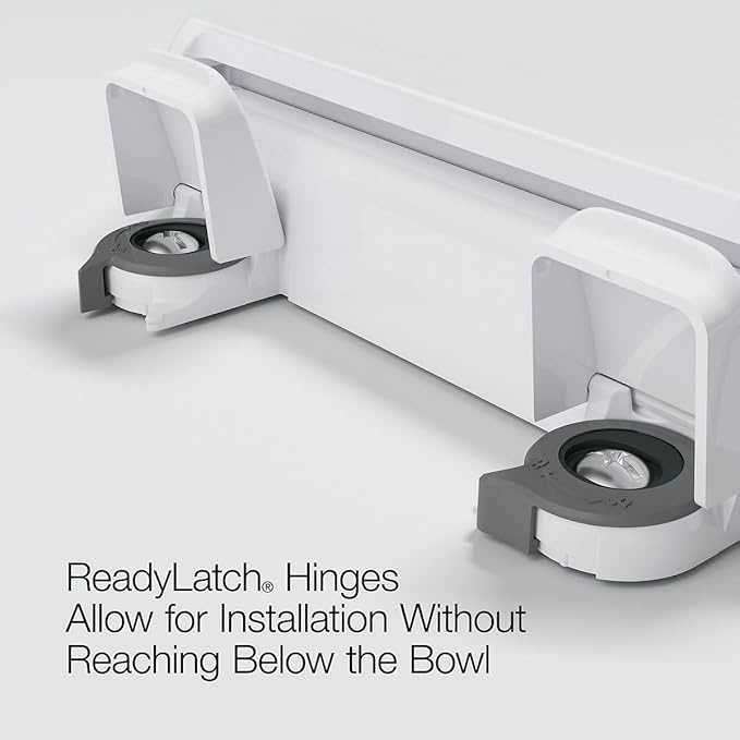 "KOHLER 4636-RL-95 Cachet ReadyLatch Elongated Toilet Seat Slow Close, Soft Close Toilet Seat Quiet Lid, Contoured Grip-Tight Bumpers Installation Hardware, Apartment Essentials, Ice Grey "