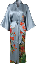 Women's Silk Kimono Robe Long Bathrobe Nightgown 100% Mulberry Silk for Women - Classic Floral Pattern