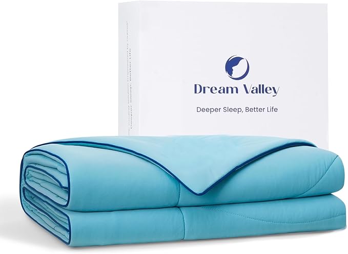 Dream Valley® Outlast® Deepsleep Cooling Comforter, Full/Queen Size, NASA-Grade Space Technology Cooling Blanket for Hot Sleepers Night Sweats, Q-Max > 0.45 Aerocool™ Breathable, Dream Blue, 90"x90"