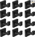 IBosins 12-Pack Bathroom Towel Hooks Hand Towel Holder Heavy Duty Stainless Steel Towel Hanger Robe Hat Coat Hooks for Wall of Livingroom Bedroom Kitchen Closet (Square Matte Black)