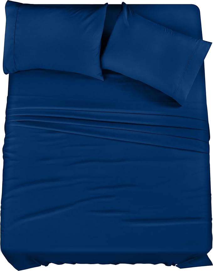 Utopia Bedding Full Sheet Set – 4 Piece Bed Sheets for Full Size Bed, Soft and Breathable Microfiber, Includes 1 Fitted Sheet, 1 Flat Sheet and 2 Pillowcases (Dusk Blue)