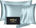 Silk Pillowcase 2 Pack, Mulberry Silk Pillow Cases Queen Size Set of 2, Anti Acne Silk Pillowcase for Hair and Skin, Natural Silk Satin Pillowcases Gifts for Women Men 2 Pack with Zipper, Aqua Blue