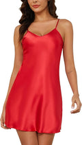 Marvmys Women's Satin Nightgown Sexy Lingerie Silk Slip Dress V Neck Chemise Mini Nighty