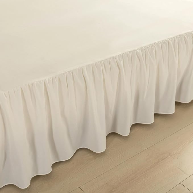 Bed Skirt King Size, Ruffled Bed Skirt with Split Corners, Bed Skirts 14 Inch Drop, Bed Skirting with Platform, 14'' King - Ivory