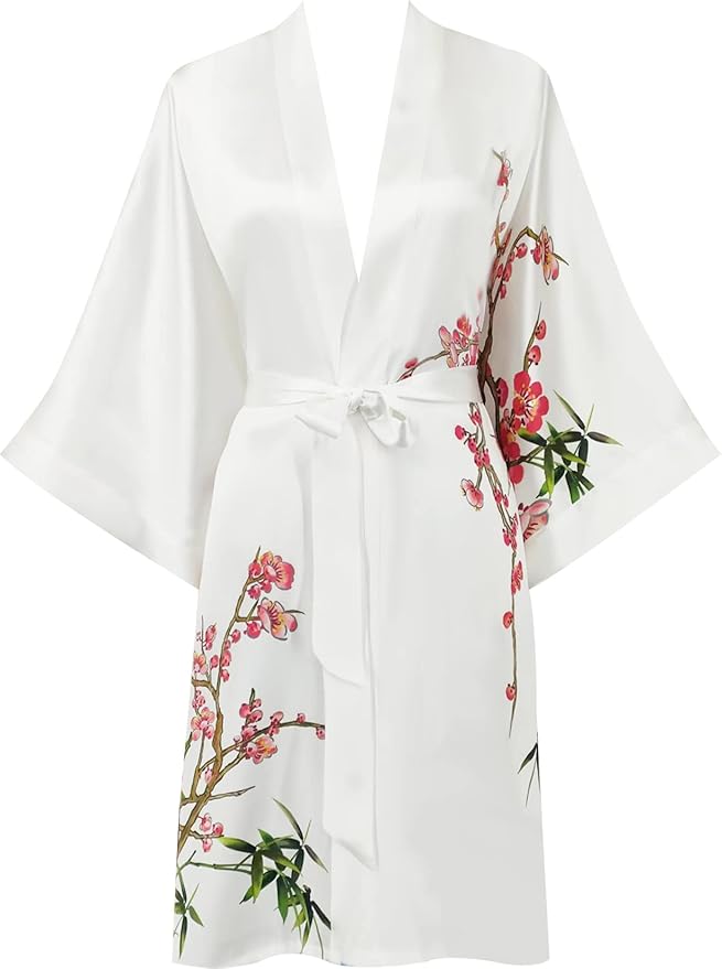 women's 100% silk kimono, short bathrobe pajamas, kimono pajamas