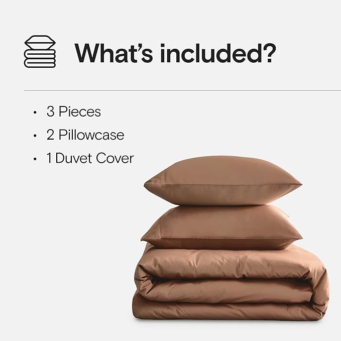 DOZ Duvet Cover Set, 100% Viscose derived from Bamboo, Organically Grown, Buttery Soft, Cooling Duvet Covers, High GSM, 1 Duvet Cover and 2 Pillowcases, 106"x90" (Clay, King/Cal King)