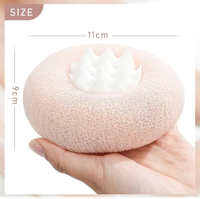 Super Soft Sunflower Suction Cup Bath Ball, ponge Mesh Pouf Shower Ball for Women, Men Shower,2024 Upgraded 2-in-1 Sunflower Bath Ball,Exfoliating Bath Sponge Cleaning Brush. (Apricot+Purple)