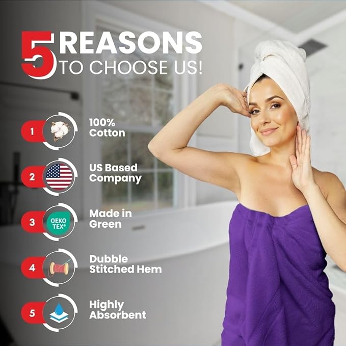 Infinitee Xclusives – Luxury Bath Sheets Towels – 1 Pack 600 GSM (35X70 Inches) – 100% Ring Spun Cotton Large Bath Towels for Bathroom (Profound Purple, Bath Sheets - Pack 1)