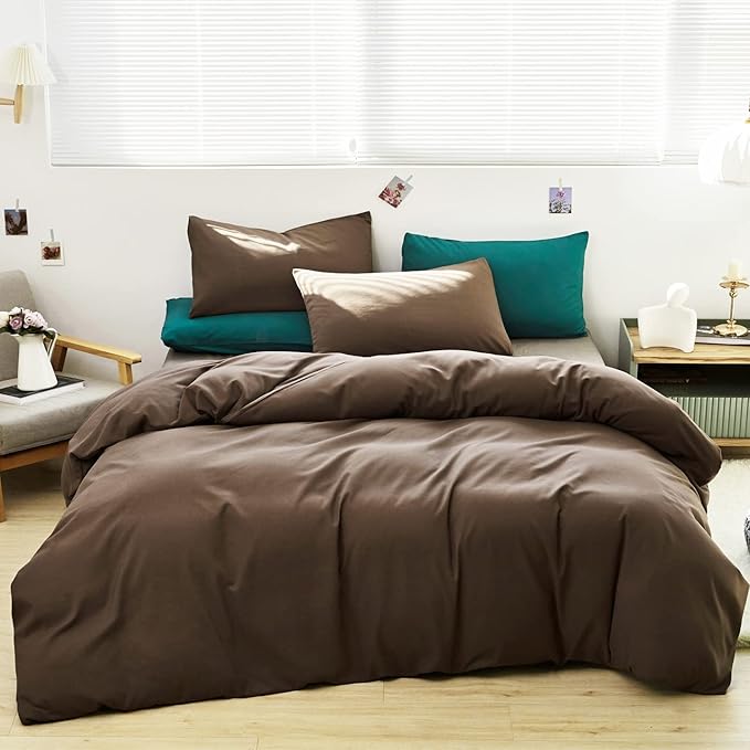 Cottonight Brown Comforter Set California King Bedding Set Solid Modern Chocolate Color Blanket Quilts Soft Fashion Solid Cal King Set for Women Men