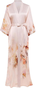 PRODESIGN Kimono Robe for Women - Long Satin Sleepwear Silky Kimono Cover-Up Nightgown Japanese Bathrobe Loungewear Blouse