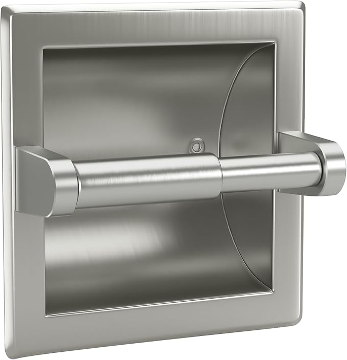 Smack Brushed Nickel Recessed Toilet Paper Holder,Contemporary Hotel Style Wall Toilet Paper Holder - Recessed Toilet Tissue Holder Includes Rear Mounting Bracket
