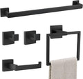 YACVCL 5 Pieces Matte Black Bathroom Hardware Set Towel Bar Set for Bathroom, Stainless Steel Towel Holder Set Wall-Mounted Bathroom Accessorie Set,23.6 Inch