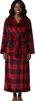Alexander Del Rossa Womens Robe, Long Plush Bathrobe with Hood, Hooded Robes for Women Plus Size Bath Robe