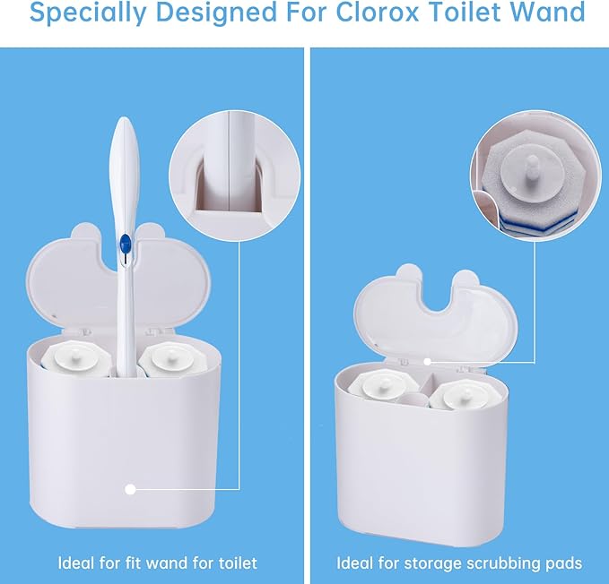 Wall Mounted Holder for Clorox Toilet Wand, Compatible with Clorox Toilet Wand Holder only, Place on Both Sides, White