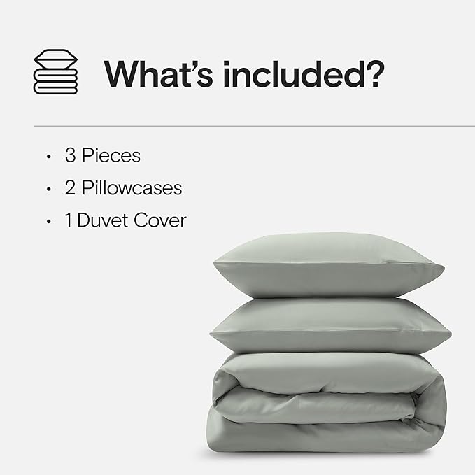 DOZ Duvet Cover Set, 100% Viscose derived from Bamboo, Organically Grown, Buttery Soft, Cooling Duvet Covers, High GSM, 1 Duvet Cover and 2 Pillowcases, 106"x90" (Sage, King/Cal King)