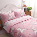 Wajade Kids Pink Unicorn Comforter Set Bed in A Bag Full Size 7 Piece Cute Unicorn Rainbow Clouds Bedding Set for Girls (1 Comforter, 1 Flat Sheet, 1 Fitted Sheet, 2 Pillowcase and 2 Pillow Sham)