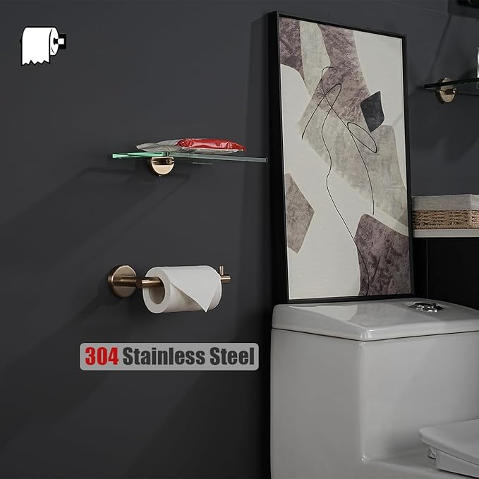 JQK Champagne Bronze Toilet Paper Holder, 5 Inch Tissue Paper Dispenser for Bathroom, 304 Stainless Steel Thick 0.8mm Wall Mount, TPH100-CB