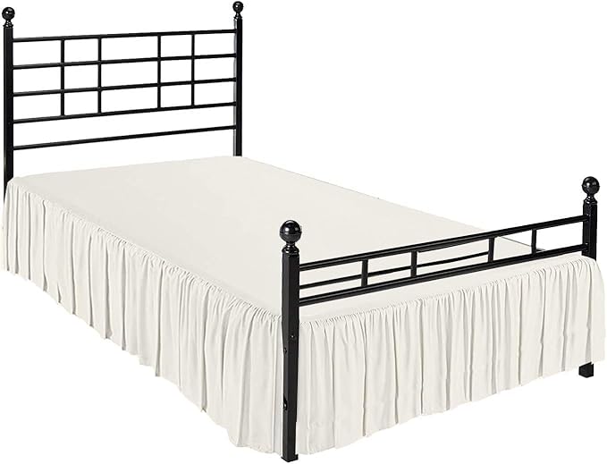 Ruffled Bed Skirt with Split Corners, Ivory, Full 21 Inch Drop Bedskirt, Hotel Quality Brushed Microfiber Wrinkle Free Dust Ruffle Bed Skirt Full Size