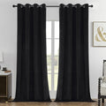 Joydeco Black 100% Blackout Curtains 108 Inch 2 Panels, Luxury Thermal Insulated Black Velvet Curtains for Bedroom Living Room, Soundproof Blackout Window Drapes, Grommet Top (52W x 108L)