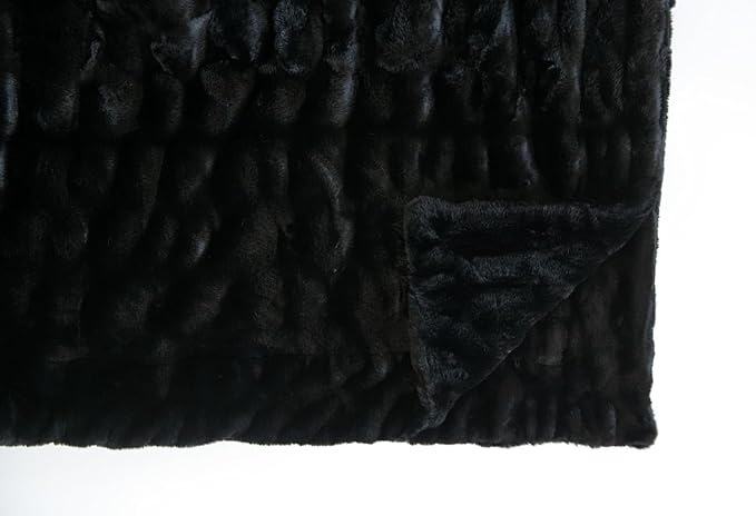 Minky Couture Hugs Blanket - Extra Plush Blanket for Premium Gifting - Stretchy Bubbled Cozy Throw - Silky Smooth - Durable & Machine-Washable - Travel-Friendly - Adult, Black