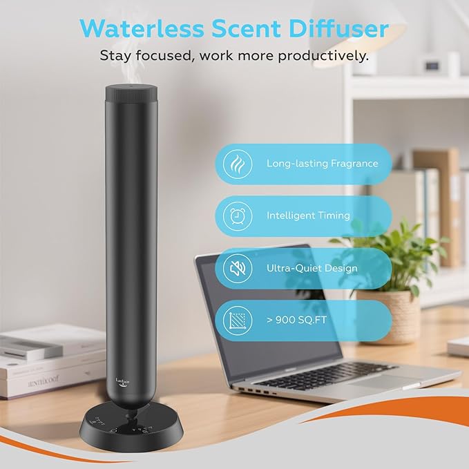 Lantixin Waterless Essential Oil Diffuser – Nano Atomization Technology Plug in Diffuser for Large Room – Ultra Quiet Oil Diffusers for Homes, Offices, Hotels, Aromatherapy Experience (Black)