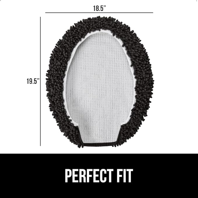 GORILLA GRIP Soft Chenille Bathroom Toilet Lid Cover, Machine Washable Seat Covers, 19.5x18.5, Stays in Place Rubber Backing, Fits Most Round, Elongated and Oblong Lids, Accessories Decor, Black