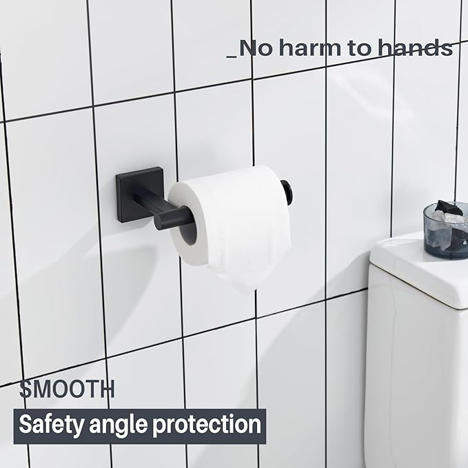 KOKOSIRI Toilet Paper Holder for Bathroom Toilet Roll Holder Hold Mega Rolls Wall Mounted, Matte Black Stainless Steel B2008BK