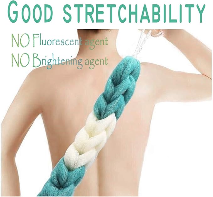 AARainbow 4 Packs Long Stretch Back Sponge with Rope Handles Back Scrubber Body Sponges for Bathing, Bath Shower Mesh Sponge Body Deep Cleaning for Men & Women (H-Gradient Color)