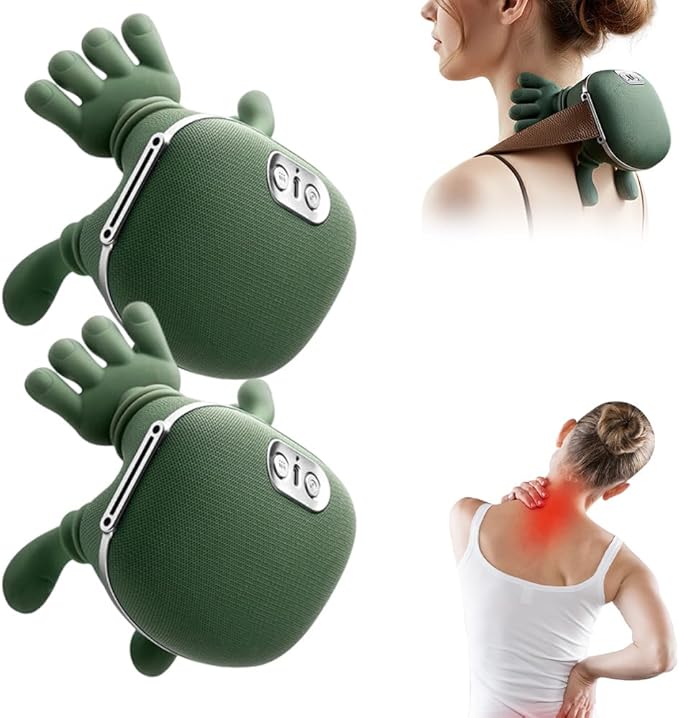 Neck Massager,2025 New Shoulder Massager with Heat Shiatsu 4D Kneading,Electric Neck and Back Massager for Relief (Green 2 Set)