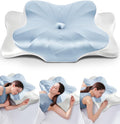 DONAMA Cervical Pillow for Neck and Shoulder,Contour Memory Foam Pillow,Ergonomic Neck Support Pillow for Side Back Stomach Sleepers with Pillowcase-King Size
