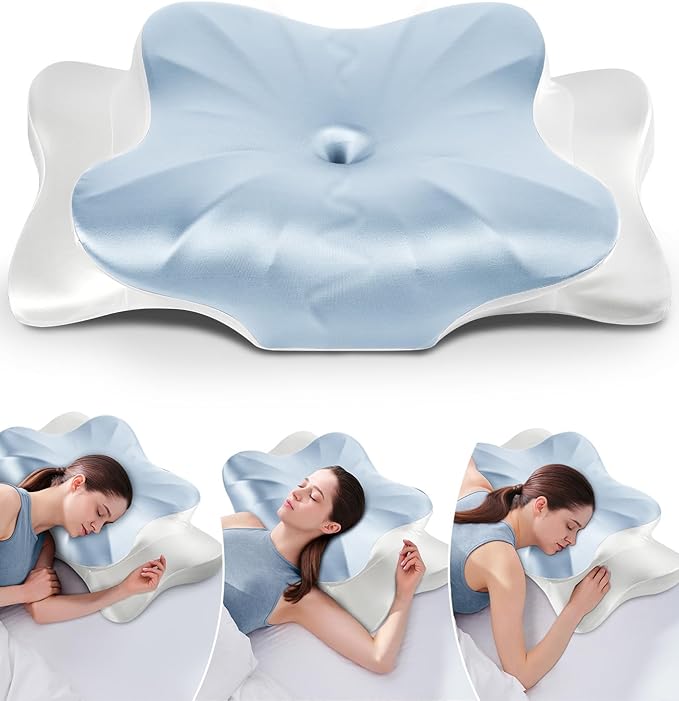 DONAMA Cervical Pillow for Neck and Shoulder,Contour Memory Foam Pillow,Ergonomic Neck Support Pillow for Side Back Stomach Sleepers with Pillowcase-King Size