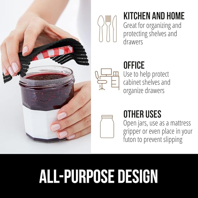 GORILLA GRIP powerGRIP Drawer Shelf and Cabinet Liner, Thick Strong Hold, Non-Adhesive Liners Protect Kitchen Cabinets and Cupboard, Bathroom Drawers, Easy Install, Breathable Mat, 20" x10', Black