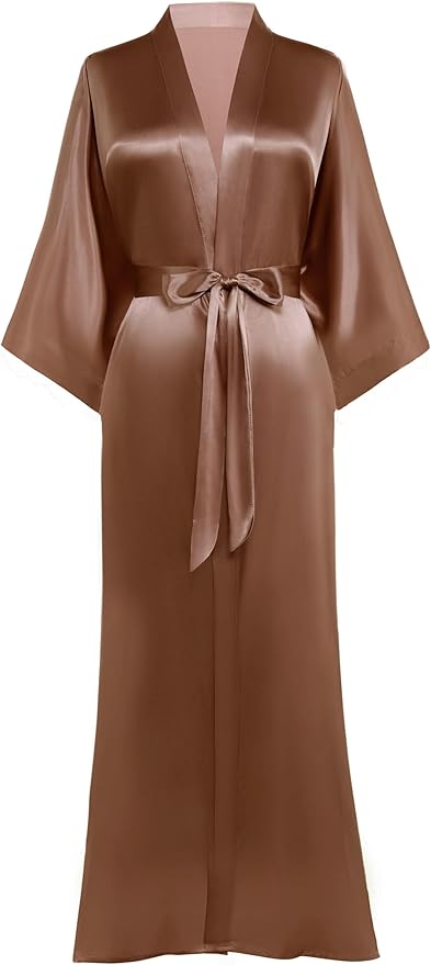 PRODESIGN Satin Kimono Robe Women Long Silky Kimono Bathrobe Sleepwear Wedding Bridesmaid Robe