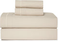 CASUAL LIVING Cal King Sheets 4 Piece Set with 2 Pillowcases, Soft Microfiber Hypoallergenic Washable Deep Pocket Lightweight Bedding Elasticized, California King Sheet Sets, Beige