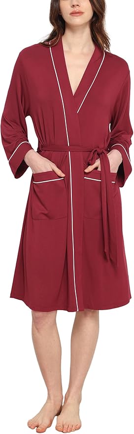 GYS Premium Viscose from Bamboo Robe for Women Long Sleeve Bathrobes Soft Kimono Robes