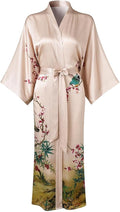 Women's Silk Kimono Robe Long Bathrobe Nightgown 100% Mulberry Silk for Women - Classic Floral Pattern