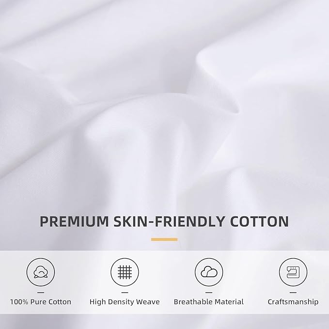 QSH Ruffle White Duvet Cover California King Size- Washed Cotton Shabby Farmhouse Chic Ruffled Bedding 3pcs(1 Soft Cotton Duvet Cover +2 Ruffle Pillowshams) Aesthetic French Country Calking Bed