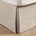 MIYE Pleated Waffle Weave Bed Skirt, Tailored Dust Ruffle 18 Inch Drop Easy Fit, Machine Washable,No Split Corners (Beige, King - 18" Drop)