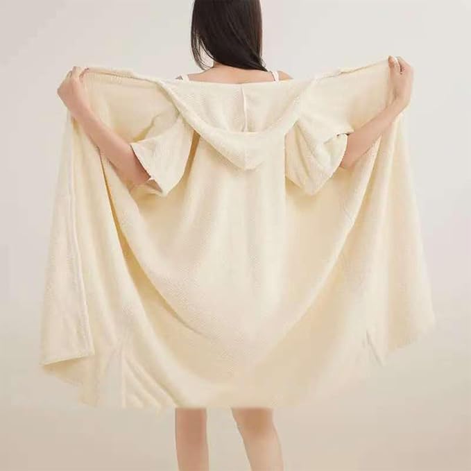 Women’s Cozy Hooded Textured Grid Bathrobe – Soft Lightweight Loungewear Robe with