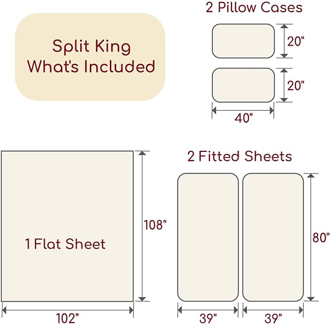 Mellanni Split King Sheets Set - 5 PC Iconic Collection Bedding - Hotel Luxury, Extra Soft, Cooling Bed Sheets - Wrinkle, Fade, Stain Resistant (Split King, Black)