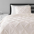 Amazon Basics 2 Piece Lightweight Pinch Pleat All-Season Down-Alternative Comforter Bedding Set, Twin/Twin XL, Cream, Solid