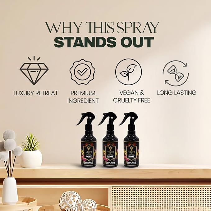 Room Spray Freshener - Long-Lasting Luxury Scents - Room and Linen Spray for Bedding, Sheets, Fabric, Furniture for Aromatherapy - 10.14 fl oz (Multipack 3:Spring,Rose,Jasmine)