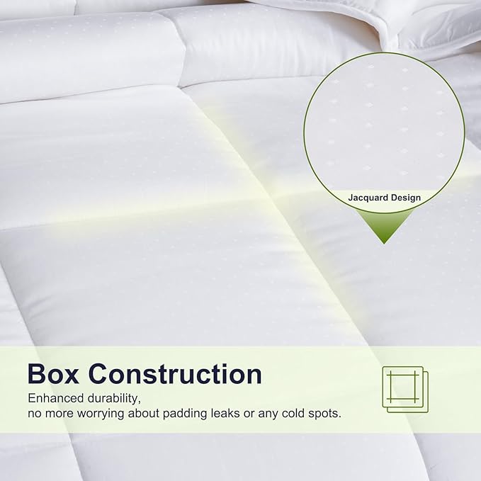 YOUR MOON Luxurious All Season Wool Comforter King Size 100% Natural Australian Wool Duvet, Hypoallergenic Premium Filled Comforter, Noiseless Jacquard Rayon Derived from Bamboo Shell(White)