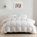 DWR Heavyweight Down Feather Fibers Comforter Spuer King, Ultra-Soft Cotton Blend Fabric, High Fill-Power Overfilled Winter Warm Hotel Duvet Insert for Cold Weather/Sleeper (120x120, White)