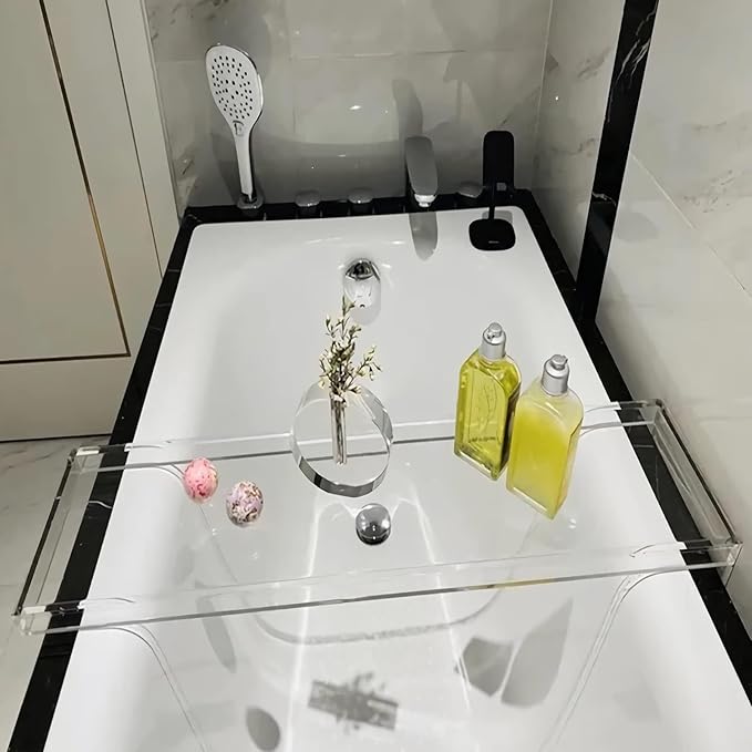 Clear Acrylic Bathtub Tray – Waterproof & Stylish Bath Caddy | Luxury Tub Tray for Relaxation (29.9" x 7.87" x 1.18")
