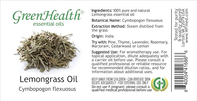 GreenHealth Lemongrass Essential Oil 1 Gallon – Wholesale Bulk Size | 100% Pure & Uncut | Natural Steam Distilled Oil for Candle Making, Cleaning, Air Care & More