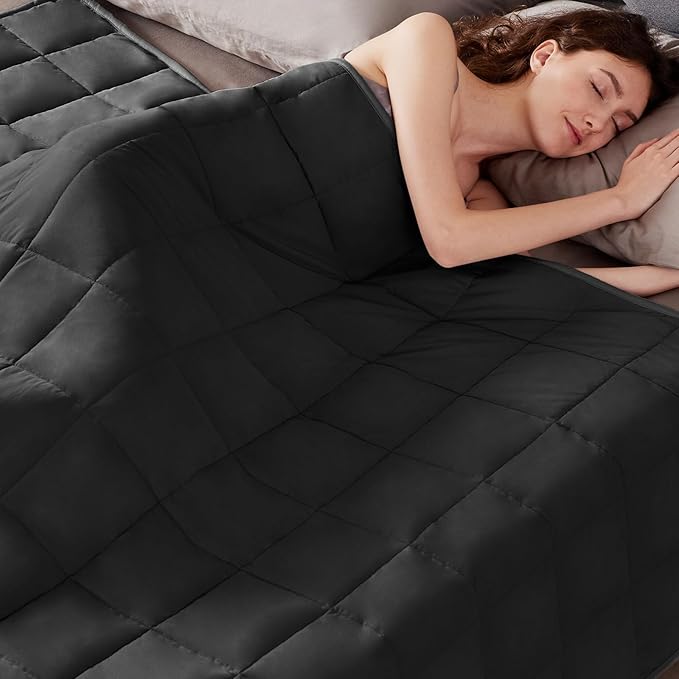 Weighted Blanket Queen Size (60"x80" 20lbs),Ultra Soft and Cozy Cooling Weighted Blanket Queen Size for Adult,Heavy Blanket with Machine Washable Soft Blanket, Black