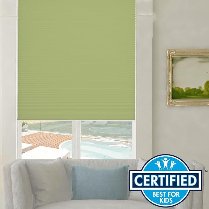 Persilux Custom Cellular Shades Cordless Window Shades Light Filtering Bottom up Honeycomb Blinds UV Protection Room Darkening Blinds for Windows, Office and Living Room Green